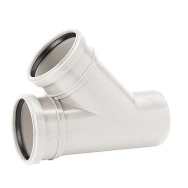 Uponor Decibel grenrør 50/50 mm 45° med 2 muffer - 1