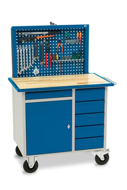 Blika værkstedsvogn VV-2 med elevatortavle VT-1 RAL 7035/5017 - 1