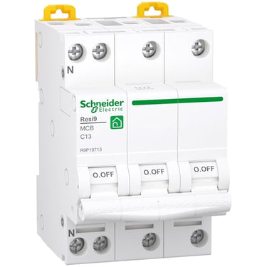 Resi9 XP MCB/automatsikring 3PN C-karakteristik 13A 6kA 54mm - 1
