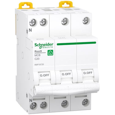 Resi9 XP MCB/automatsikring 3PN C-karakteristik 20A 6kA 54mm - 1