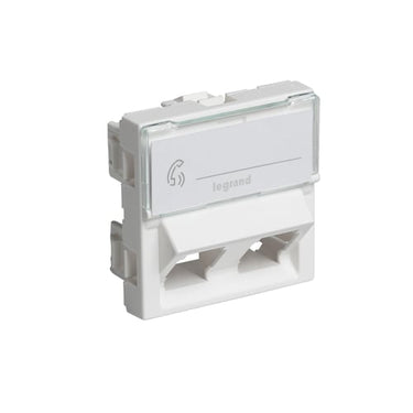 Dataudtag Mosaic for 2x Keystone uden konnektor 2 modul vinklet 45° hvid - 1