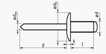 5,0X10 alu/st  rund hovedet stort hoved - 1
