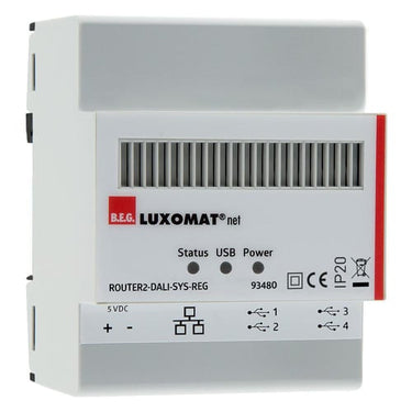 ROUTER2-DALI-SYS-REG hvid DALI Router DALI-SYS Router med integreret webserver og applikations controller   (KUN til DALI-SYS system). - 1