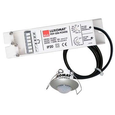 PD9-M-1C-SDB-IP65-i sølv Tilstedeværelsessensor 1 kanal ON/OFF (vådrum) 230V Ø10m/h2,5m indbygning. - 1