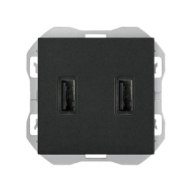 Simon 270 Dobbelt USB oplader 2.1A Type A mat sort - 1