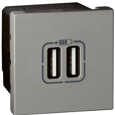 Arteor dobbelt usb 2400ma 2 moduler magnesium - 1