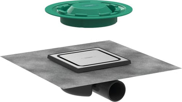 hansgrohe RainDrain Spot kvadratisk afløbsskål 150 x 150 mm børstet rustfrit stål - 1