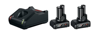 Blå Bosch 12V Batterisæt 2x6,0ah m/lader - 1