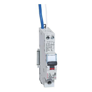 DX³ RCBO kombiafbryder C6 1pol blå-N 30mA type-A 1M 6000/10KA - 1