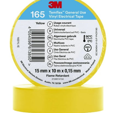 3M™ Temflex™ el vinyltape 165 Gul 15 mm x 10 m 100 rl/pk - 1