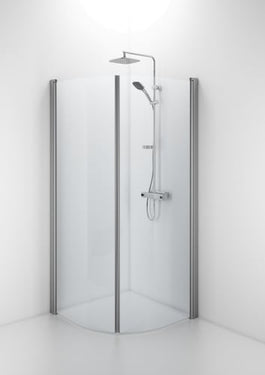 Space brusehjørne 900x900mm buet alu/klart med håndtagsprofil - 1