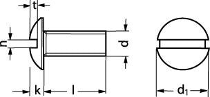 M4X10 A2 maskinskrue flad rund hoved - 1