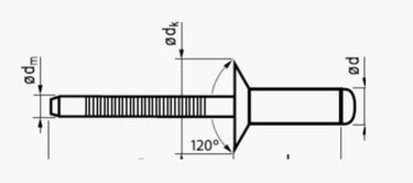 4,0X10 undersænket rustfri/rustfri  standard blindnitte - 1