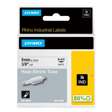 DYMO Rhino industri tape krympeflex sort på hvid 9mmx1,5m - 1