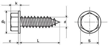 6,3X25  DIN 6928 FZB 6-kant pladeskrue  med flange - 1