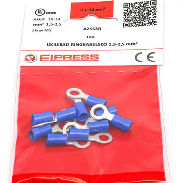Isol. ringkabelsko A2553R 1,5-2,5mm² M5 Blå - I poser á 10 stk. - 1