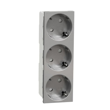 3xSchuko socket 2P+E screwless alu - 1