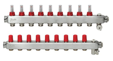 Danfoss gulvvarmemanifold 9+9 SSM med flowmeter - 1
