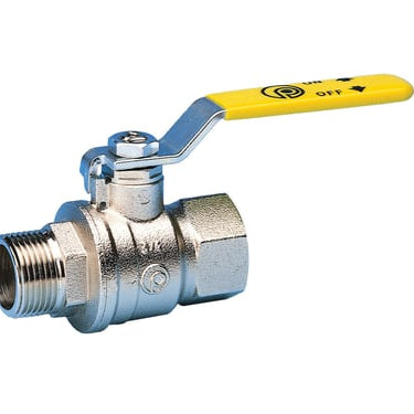 Pettinaroli gaskuglehane med gult greb muffe/nippel 3/4" - 1
