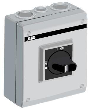 Sikkerhedsafbryder AC23 30A 3 polet  med hjælpekontakt emc sort greb metrisk gevind OTE25T3M - 1