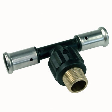 Henco pres tee PVDF med udvendig gevind 50 x 1 1/2" x 50 mm - 1