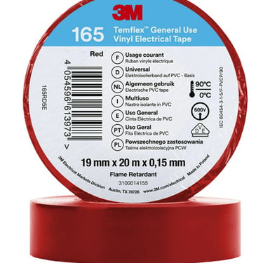 Temflex el vinyltape 165 rød 19 mm x 20 m - 1