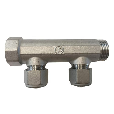 Pettinaroli fordelerrør messing TEA 2 x 16 mm afgrening - 1