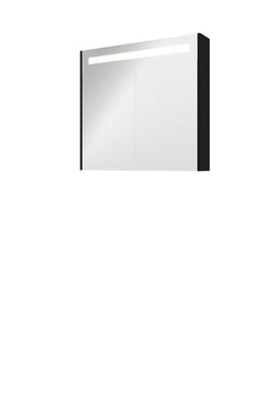 Sanibell Proline spejlskab med LED belysning 80 x 74 cm matsorte sidepaneler - 1