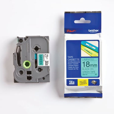 Tape Brother sort/grøn TZe 741 18 mm - 1