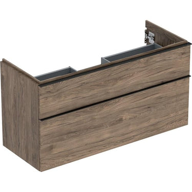 Geberit Icon vaskeskab 1184 x 476 x 615 mm 2 skuffer nøddetræ højkomprimeret trelags-spånplade melamin træstruktur - 1