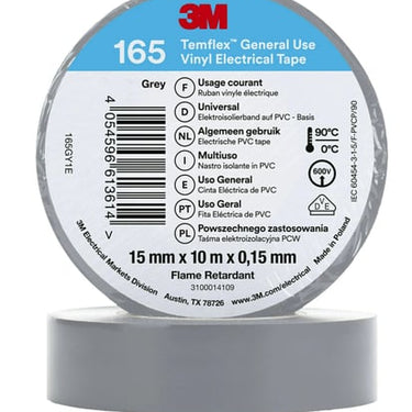 Temflex el vinyltape 165 grå 15 mm x 10 m - 1