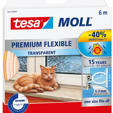 tesamoll premium flexible silikonetætningsliste transparant 6m 9x7mm - 1