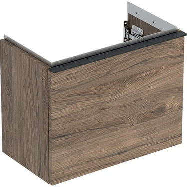 Geberit Icon vaskeskab 520 x 307 x 415 mm 1 skuffe nøddetræ højkomprimeret trelags-spånplade melamin træstruktur - 1