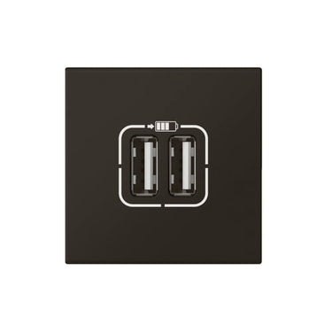 Mosaic USB lader 2 x type A 2.4A 12W 2M mat sort - 1