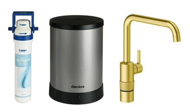 Damixa Silhouet Instant køkkenarmatur 233mm t/kogende vand J-tud børstet messing - 1