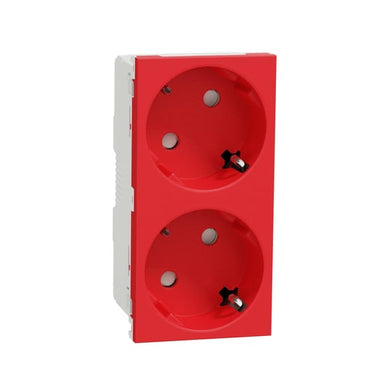 2xSchuko socket 2P+E screwless red - 1