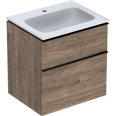 Geberit Icon møbelpakke 600 x 480 x 630 mm 2 skuffer nøddetræ porcelæn melamin træstruktur - 1
