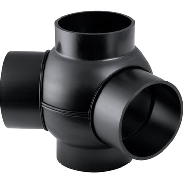 PEH grenrør 88,5/135° Geberit 100/100/100 mm 3-grene sort - 1