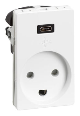FUGA USB C combi stikkontakt med afdækning hvid - 1