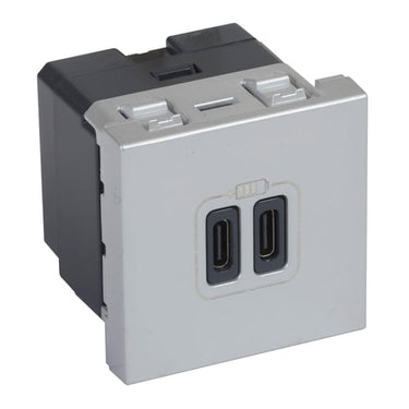 Mosaic USB lader 2 x type C 3.0A 15W 2M alu - 1