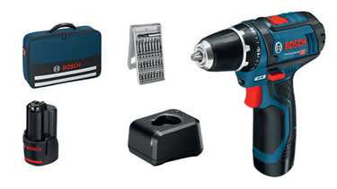 Blå Bosch bore-/skruemaskine GSR 12V-15 m/2X2AH lader og taske - 1