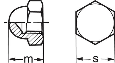 M3 A4 topmøtrik DIN 1587 - 1