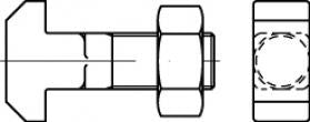 M6X45 sort hammer skrue 4.6 med møtrik - 1