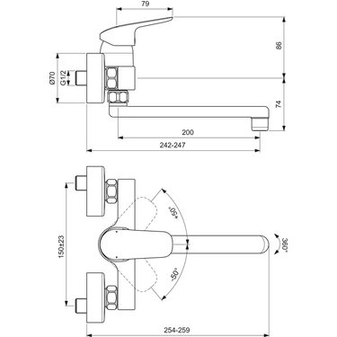 Ideal Standard Ceraflex vægarmatur m/tud 200 mm krom - 4